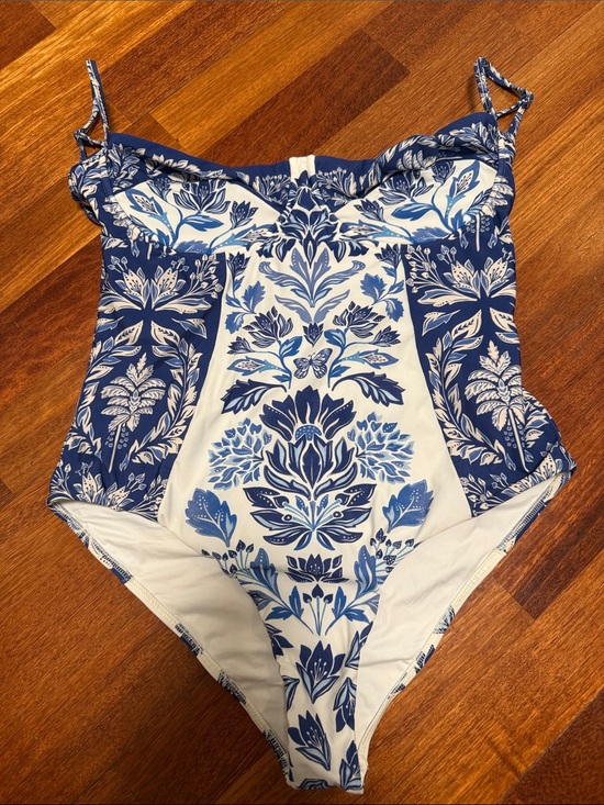 FARM Rio Other - FARM Rio Blue and White Floral One-Piece Swimsuit